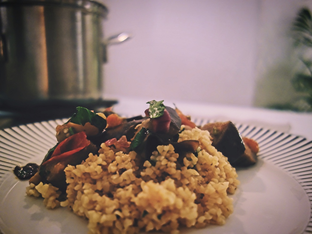 Siciliansk auberginegryta (vegansk)