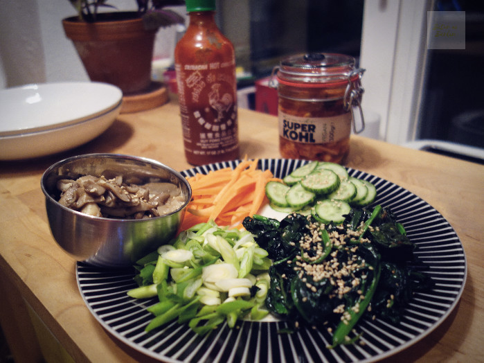 bibimbap-uppläggning